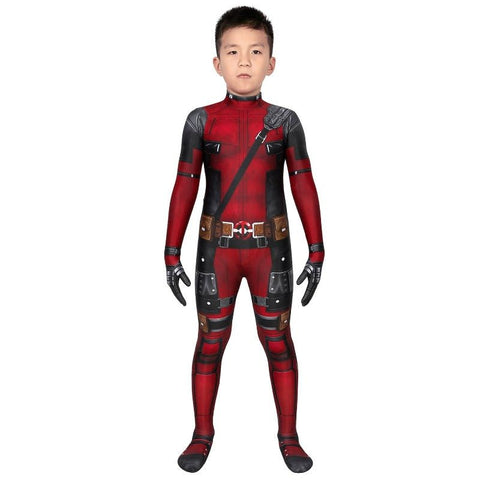 Children Deadpool Kidspool Cosplay Costume Jumpsuit Mask Deadpool & Wolverine Wade Wilson Halloween Party Apparel Gifts In Stock - Coscosmos