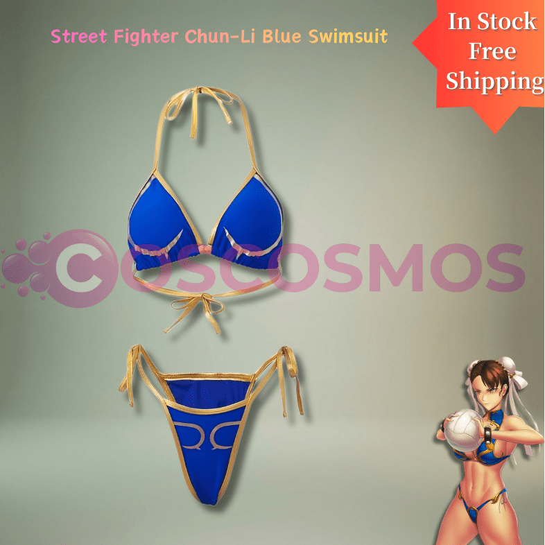 Chun - Li Blue Swimsuit - Official Cosplay Costume from Street Fighter - Coscosmos