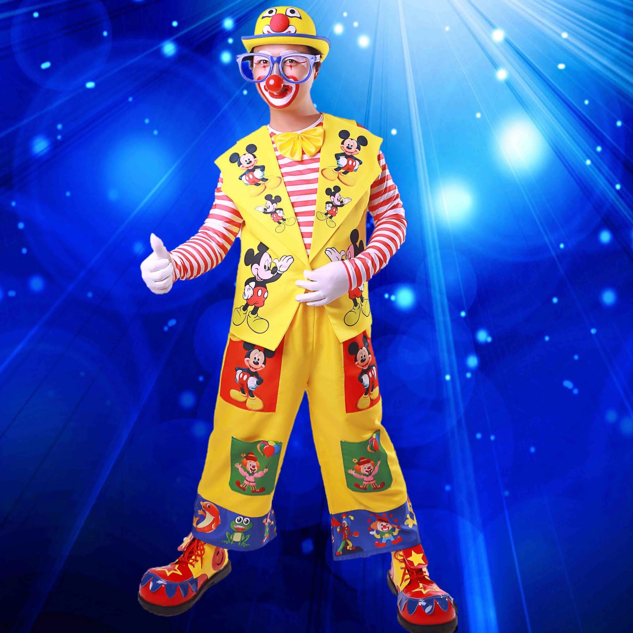Clown Costume Full Set with Shoes - Professional Performance Suit for Stage Shows, Halloween, and Christmas Parties - Coscosmos