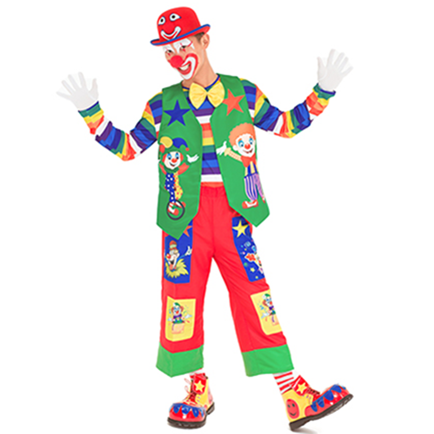 Clown Costume Full Set with Shoes - Professional Performance Suit for Stage Shows, Halloween, and Christmas Parties - Coscosmos