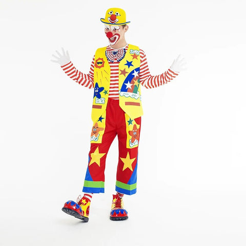 Clown Costume Full Set with Shoes - Professional Performance Suit for Stage Shows, Halloween, and Christmas Parties - Coscosmos