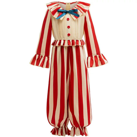 Clown Costume Halloween Children's Outfit Girl Clown Jumpsuit Versatile Clown Horror Movie Cosplay Set - Coscosmos