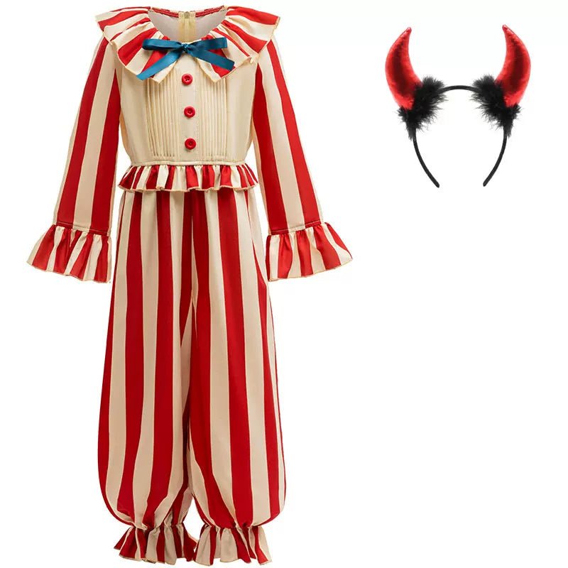 Clown Costume Halloween Children's Outfit Girl Clown Jumpsuit Versatile Clown Horror Movie Cosplay Set - Coscosmos