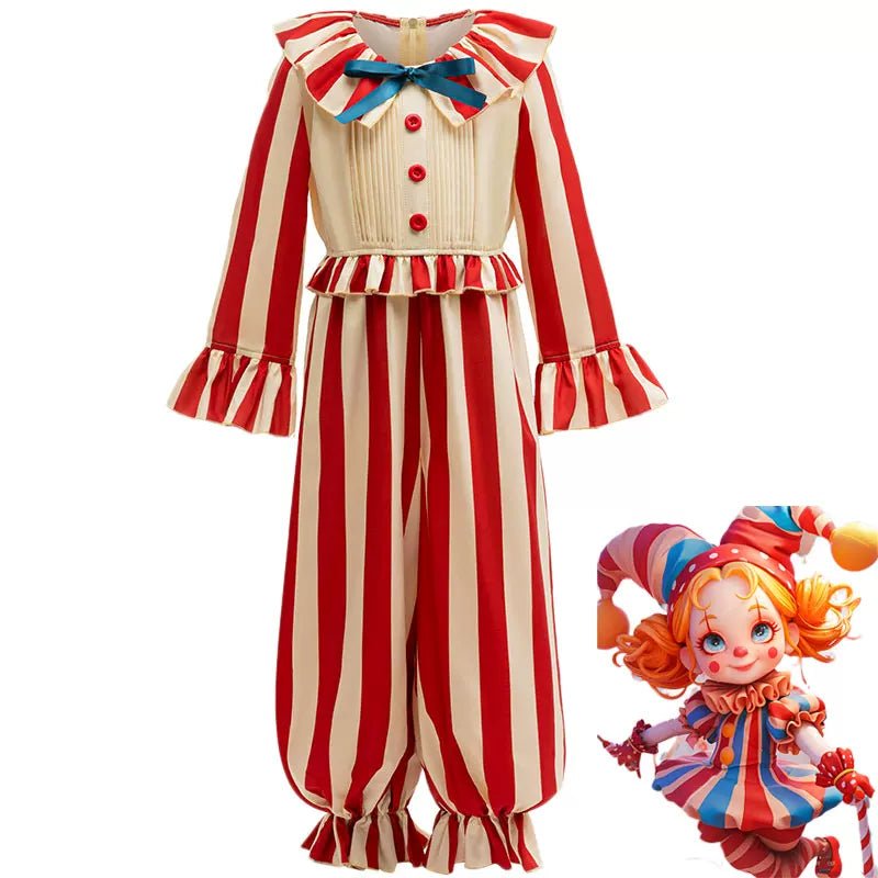Clown Costume Halloween Children's Outfit Girl Clown Jumpsuit Versatile Clown Horror Movie Cosplay Set - Coscosmos