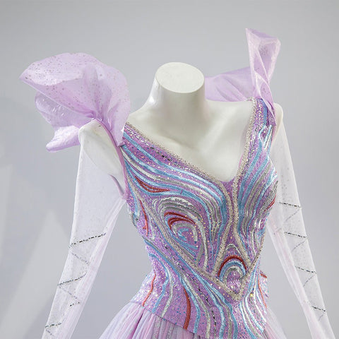 Complete Glinda Costume Set from Wicked: The Musical - Second Season Inspired Outfit，with Crown and Earrings Set - Coscosmos