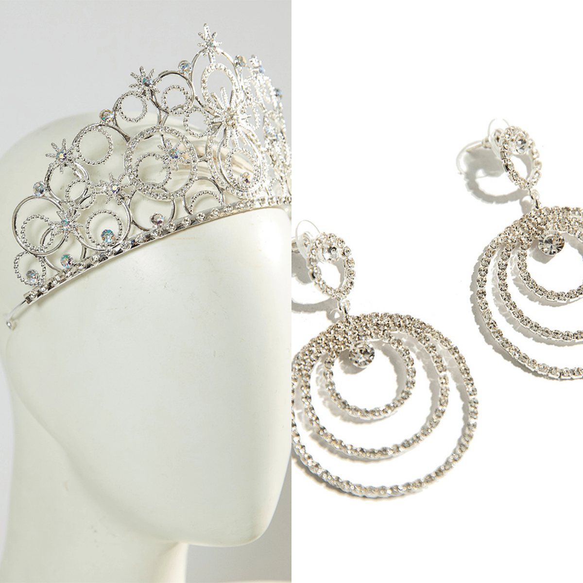 Complete Glinda Costume Set from Wicked: The Musical - Second Season Inspired Outfit，with Crown and Earrings Set - Coscosmos