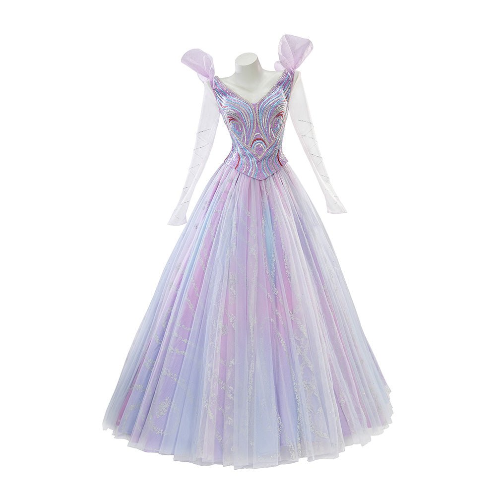 Complete Glinda Costume Set from Wicked: The Musical - Second Season Inspired Outfit，with Crown and Earrings Set - Coscosmos