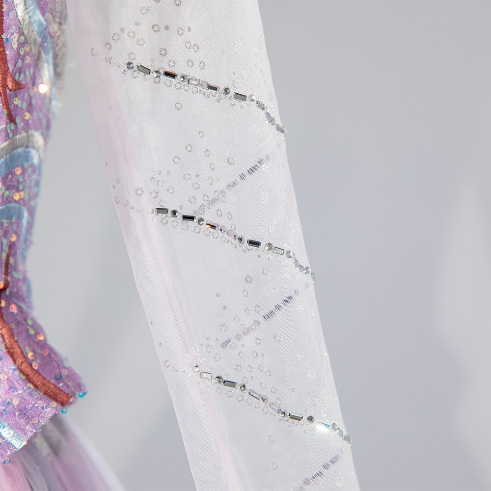 Complete Glinda Costume Set from Wicked: The Musical - Second Season Inspired Outfit，with Crown and Earrings Set - Coscosmos