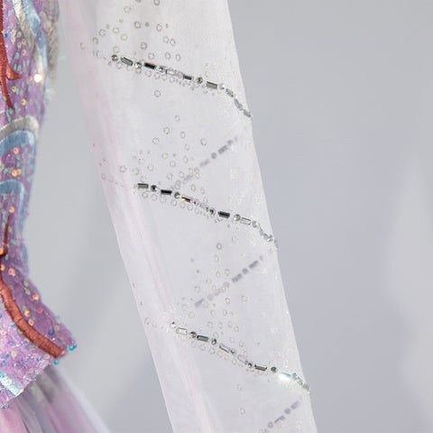 Complete Glinda Costume Set from Wicked: The Musical - Second Season Inspired Outfit，with Crown and Earrings Set - Coscosmos