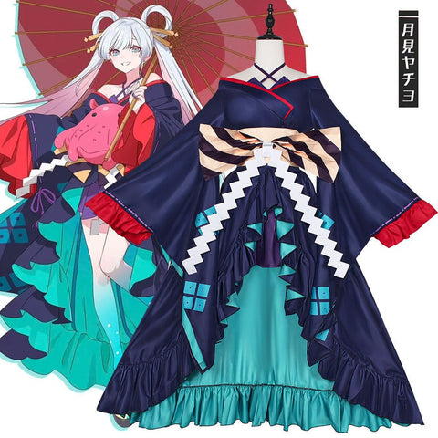 Cosmic Princess Kaguya! Princess Kaguya Yachiyo Tsukimi Japanese Sakura Print Off - Shoulder Sleeve Stage Cosplay Costume Full Set - Coscosmos