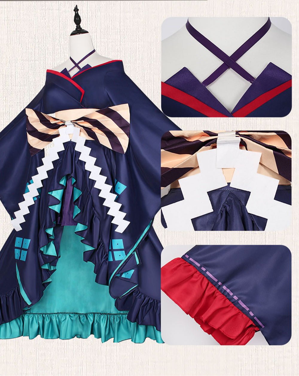 Cosmic Princess Kaguya! Princess Kaguya Yachiyo Tsukimi Japanese Sakura Print Off - Shoulder Sleeve Stage Cosplay Costume Full Set - Coscosmos