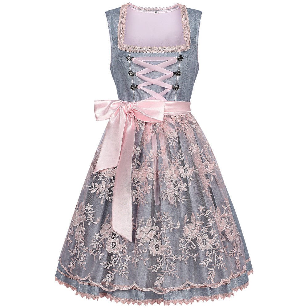Cross - Border New German Oktoberfest Costume Bavarian Maid Lace Dress Set for Performance - Coscosmos