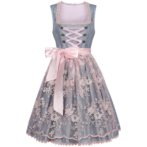 Cross - Border New German Oktoberfest Costume Bavarian Maid Lace Dress Set for Performance - Coscosmos