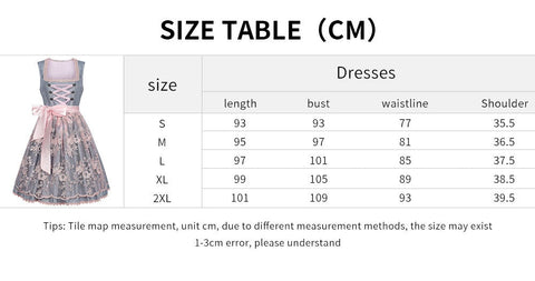 Cross - Border New German Oktoberfest Costume Bavarian Maid Lace Dress Set for Performance - Coscosmos