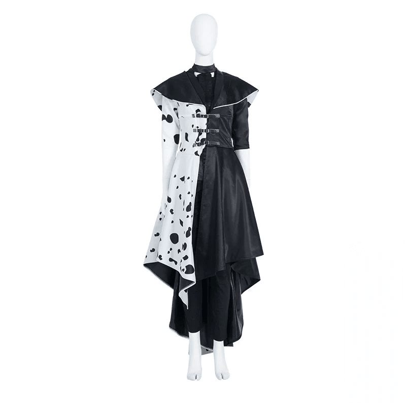 Custom Cruella De Vil Black Leather Outfit | 101 Dalmatians Villain Cosplay Costume, Trendy European American Style Custom Made Suit - Coscosmos