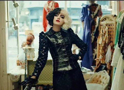 Custom Cruella De Vil Black Leather Outfit | 101 Dalmatians Villain Cosplay Costume, Trendy European American Style Custom Made Suit - Coscosmos