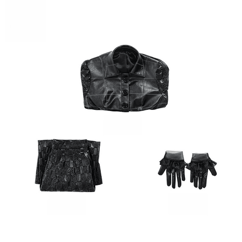 Custom Cruella De Vil Black Leather Outfit | 101 Dalmatians Villain Cosplay Costume, Trendy European American Style Custom Made Suit - Coscosmos
