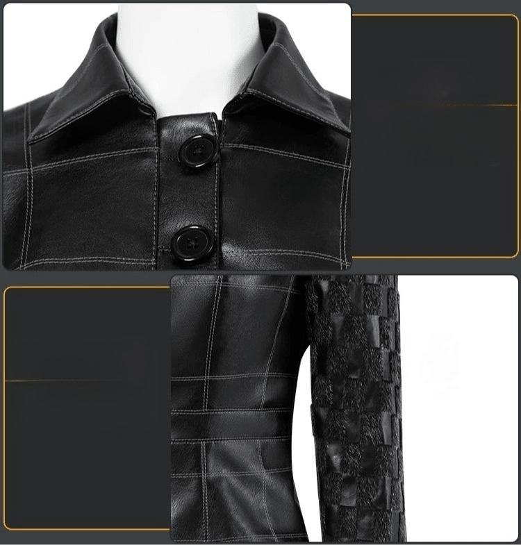 Custom Cruella De Vil Black Leather Outfit | 101 Dalmatians Villain Cosplay Costume, Trendy European American Style Custom Made Suit - Coscosmos