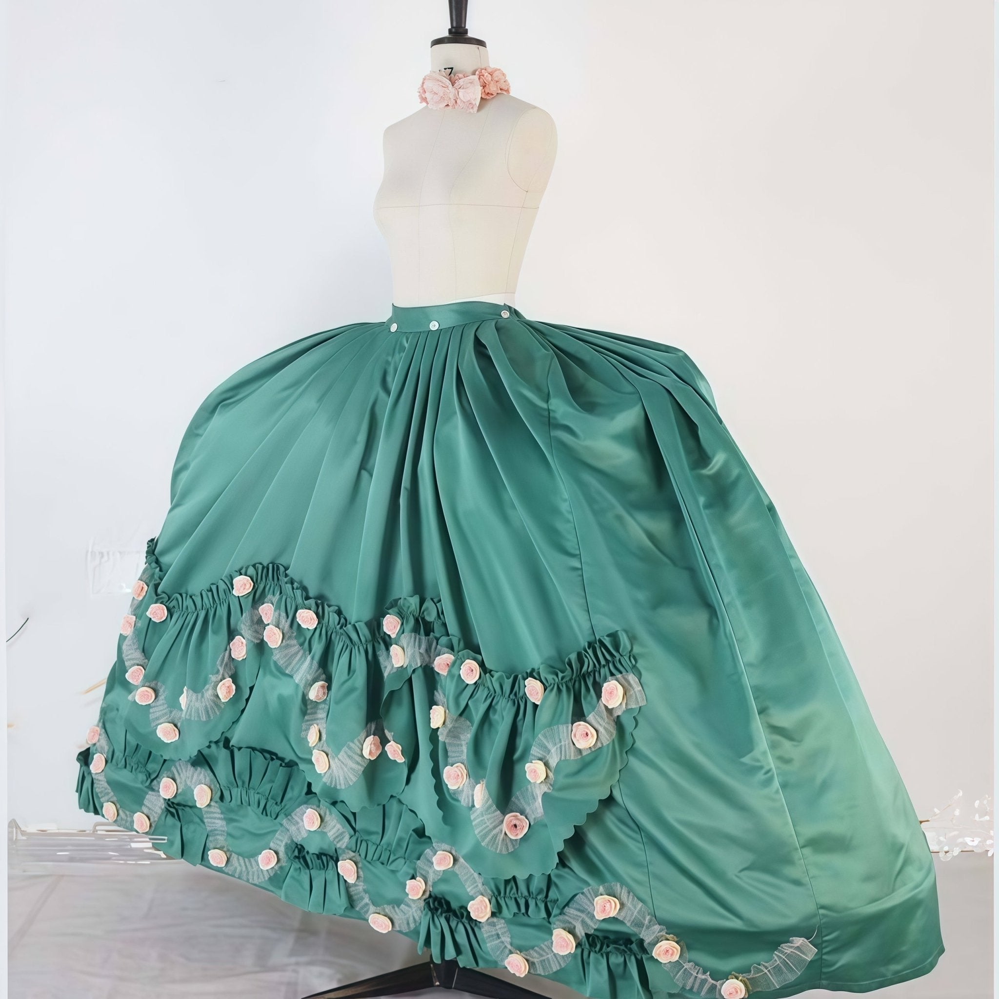 Custom Made Mint Green Rococo Ball Gown, Marie Antoinette Victorian Dress, Baroque French Court Costume with Pannier - Coscosmos