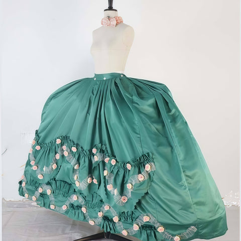 Custom Made Mint Green Rococo Ball Gown, Marie Antoinette Victorian Dress, Baroque French Court Costume with Pannier - Coscosmos