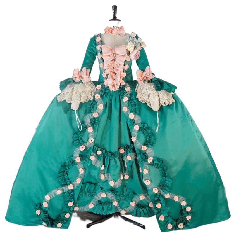 Custom Made Mint Green Rococo Ball Gown, Marie Antoinette Victorian Dress, Baroque French Court Costume with Pannier - Coscosmos