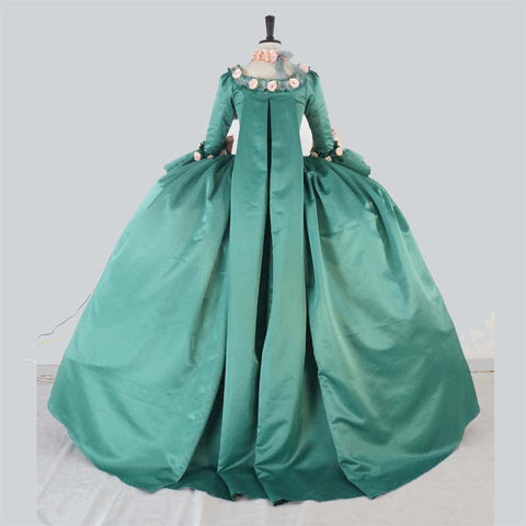 Custom Made Mint Green Rococo Ball Gown, Marie Antoinette Victorian Dress, Baroque French Court Costume with Pannier - Coscosmos