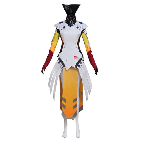 Custom Mercy Cosplay Costume from Overwatch – Female Hero Halloween Outfit Full Set - Coscosmos
