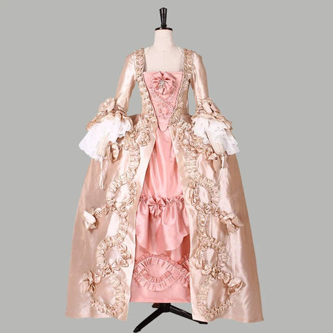 Customizable Marie Antoinette Rococo Ball Gown | Pink & Gold Baroque Medieval Victorian Dress - Coscosmos