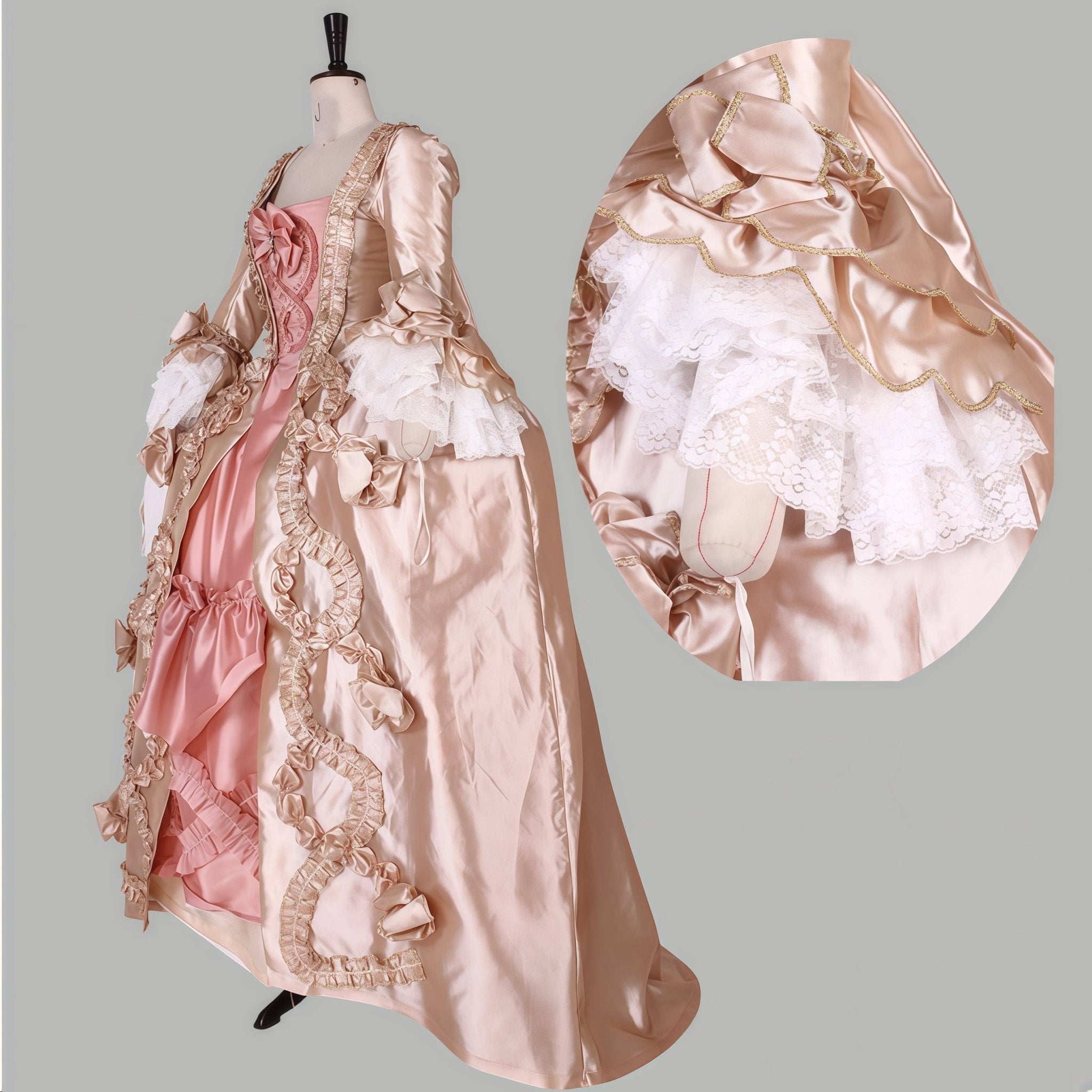 Customizable Marie Antoinette Rococo Ball Gown | Pink & Gold Baroque Medieval Victorian Dress - Coscosmos