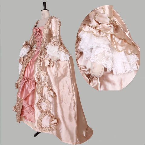 Customizable Marie Antoinette Rococo Ball Gown | Pink & Gold Baroque Medieval Victorian Dress - Coscosmos