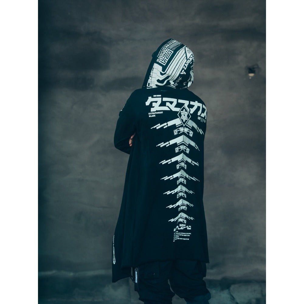 Cyberpunk Functional Men's Asymmetrical Hooded Cloak Coat - Coscosmos