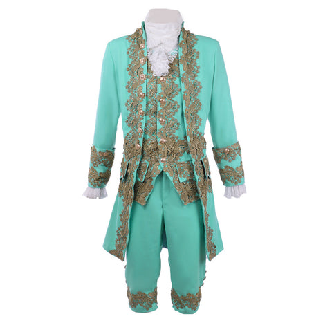 18th Century Rococo Men’s Court Dress - Green Retro Colonial Suit | Coscomos Medieval Series