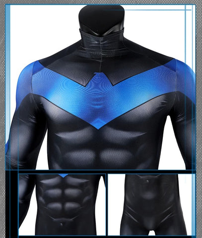 DC Movie Nightwing Cosplay Costume, Jumpsuit with Eye Mask Full Set