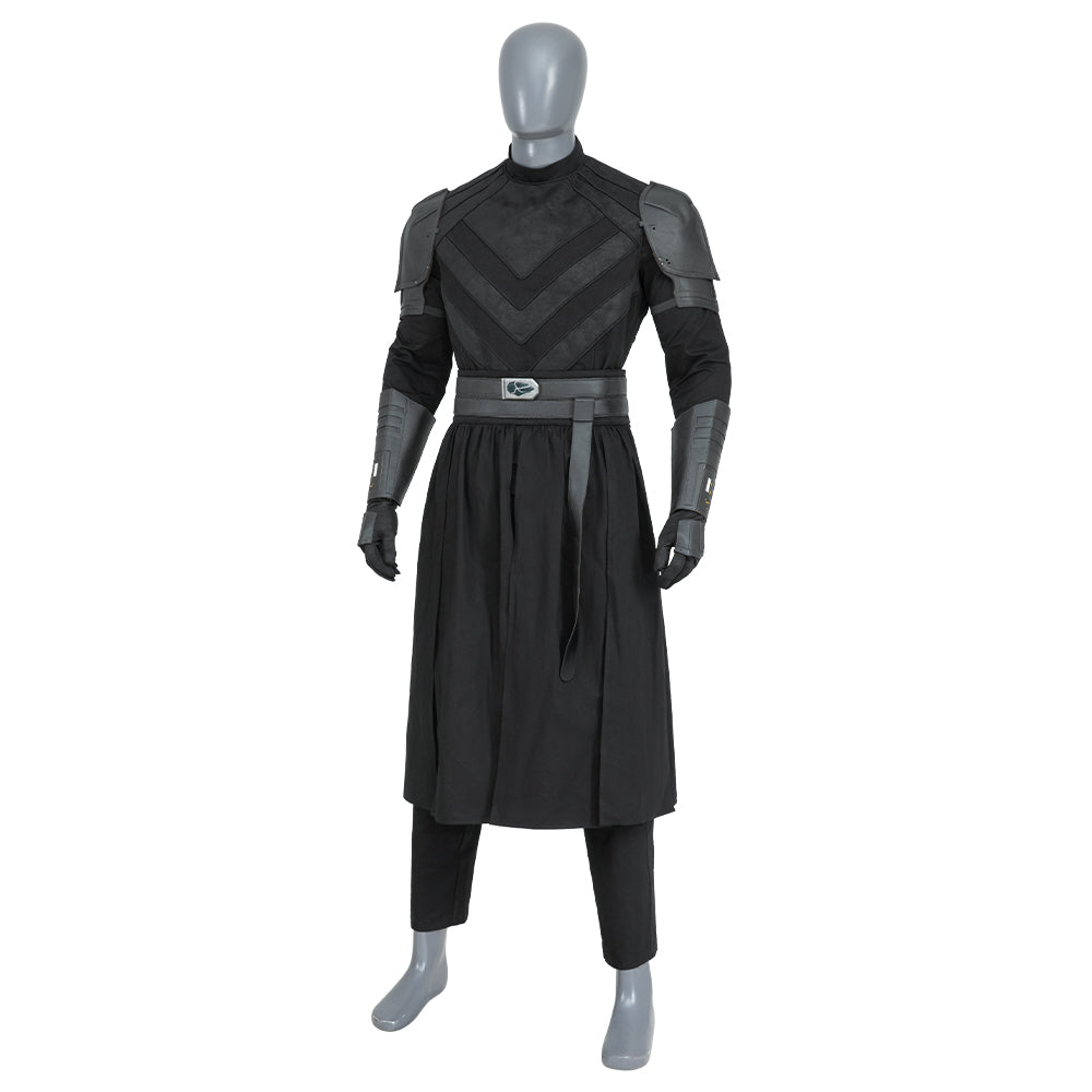 Men's Baylan Skoll Jedi Cosplay Deluxe Knight Armor Set - Black Battle Uniform with Hooded Cloak