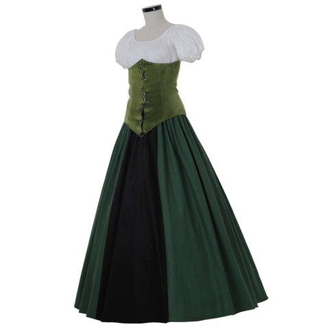 Civil War Costume Medieval Victorian Green Princess Dress - Halloween Carnival Theme Party Ball Gown