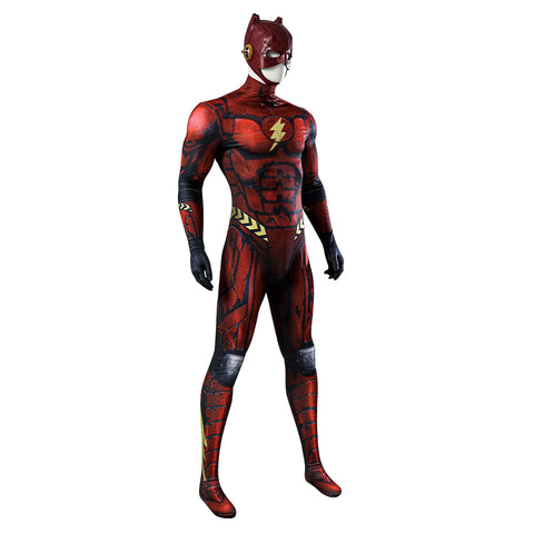 The Flash Bodysuit Zentai Jumpsuit Headcover Halloween Cosplay Men's Clothing