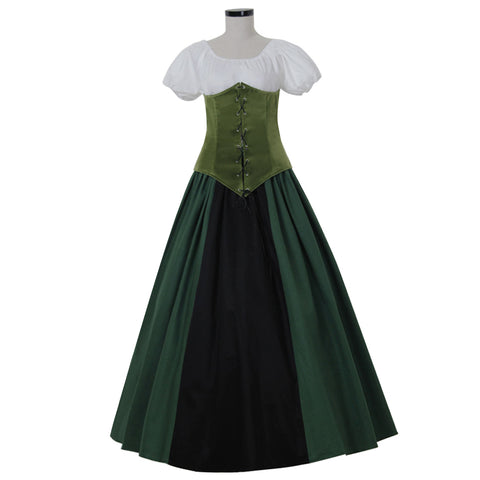 Civil War Costume Medieval Victorian Green Princess Dress - Halloween Carnival Theme Party Ball Gown