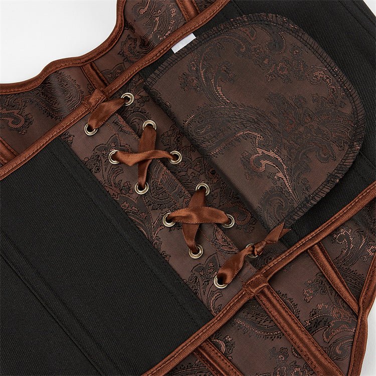 Dark Brown Halter - Style Women's Bustier Corset for Waist - Cinching and Push - Up - Coscosmos