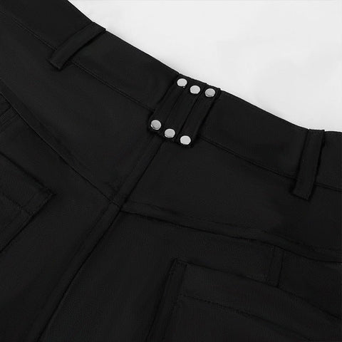 Dark Rock Punk Steam Goth As Asymmetrical Circle Skirt for Women - Edgy Gothic Midi Skirt with Metal Rings - Coscosmos