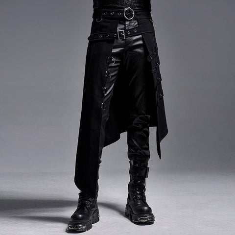 Dark Rock Punk Steam Goth As Asymmetrical Circle Skirt for Women - Edgy Gothic Midi Skirt with Metal Rings - Coscosmos