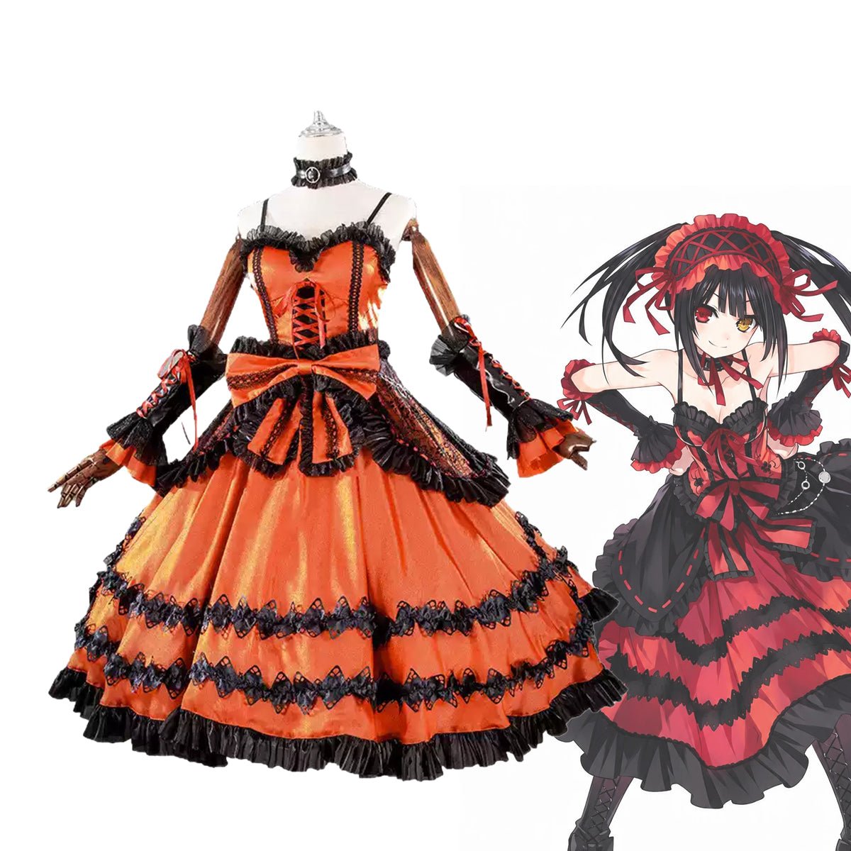 Date A Live Kurumi Tokisaki Cosplay Gothic Lolita Battle Dress Costume - Coscosmos