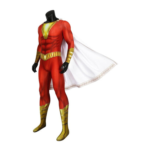 Shazam Billy Batson Captain Marvel Cosplay Costume Body-suit Zentai Tight Jump