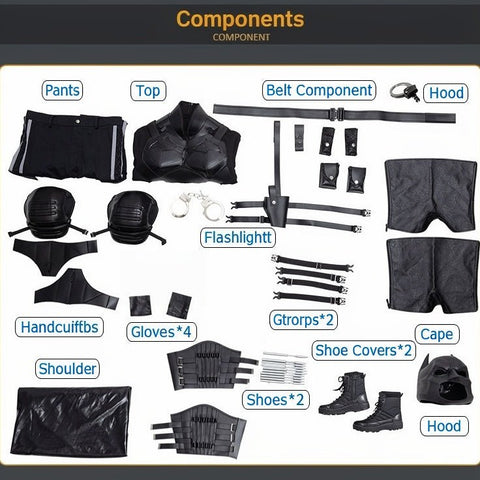 DC Batman Cosplay Costume - Bruce Wayne Full Bodysuit with Premium Stitching & Detailing - Coscosmos
