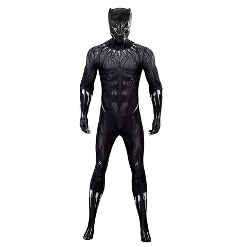 DC Black Panther Jumpsuit Cosplay Costume Suit with Mask for Men - Halloween Bodysuit - Coscosmos