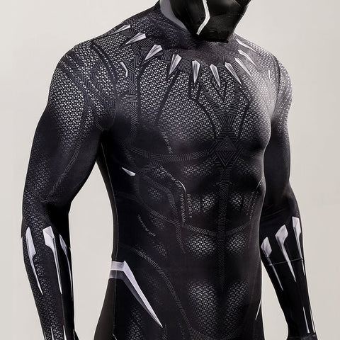 DC Black Panther Jumpsuit Cosplay Costume Suit with Mask for Men - Halloween Bodysuit - Coscosmos
