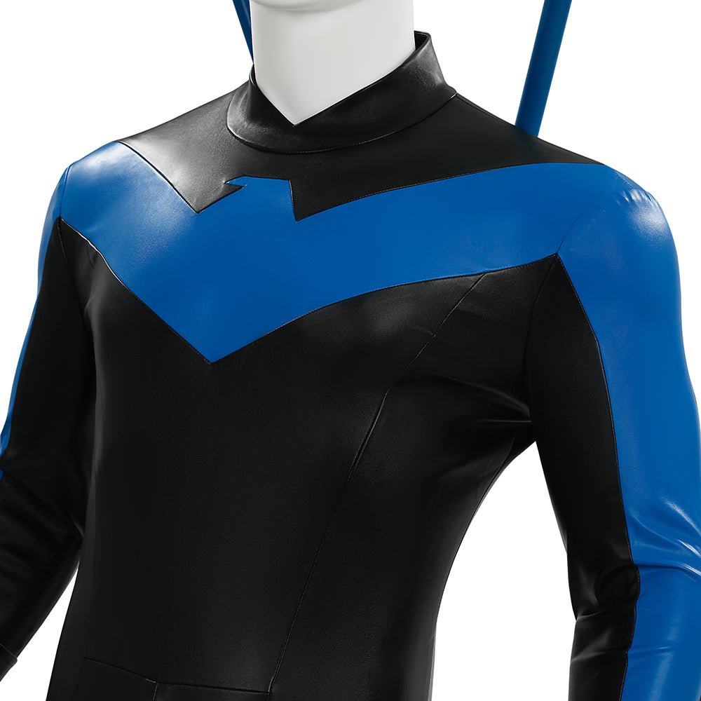 DC Comics Nightwing Dick Grayson Blue Non - Muscle Bodysuit Full Set Cosplay Costume - Coscosmos