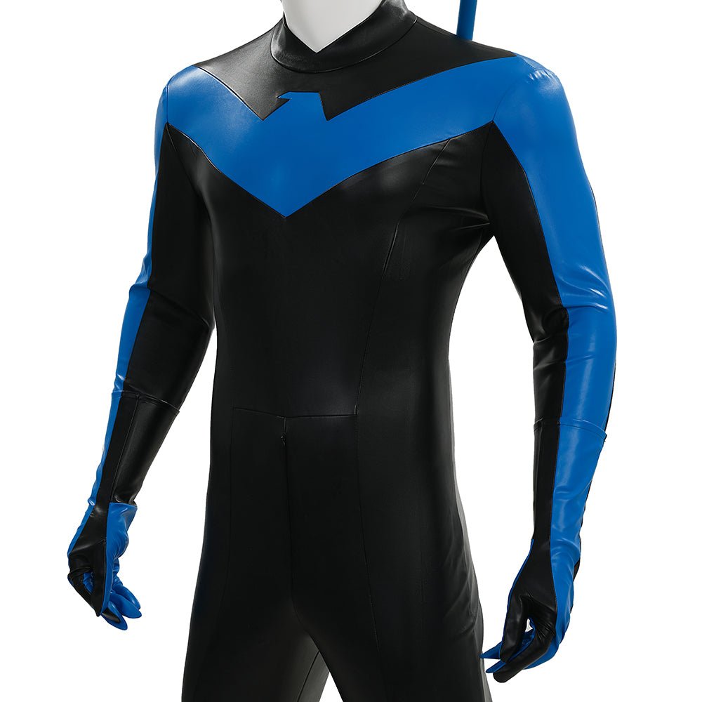 DC Comics Nightwing Dick Grayson Blue Non - Muscle Bodysuit Full Set Cosplay Costume - Coscosmos