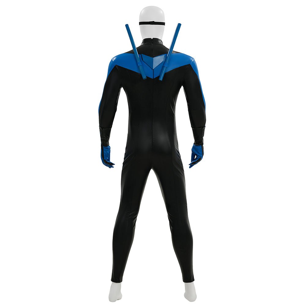 DC Comics Nightwing Dick Grayson Blue Non - Muscle Bodysuit Full Set Cosplay Costume - Coscosmos