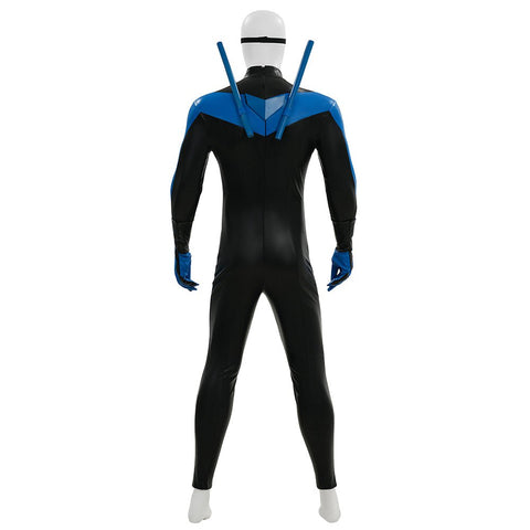 DC Comics Nightwing Dick Grayson Blue Non - Muscle Bodysuit Full Set Cosplay Costume - Coscosmos