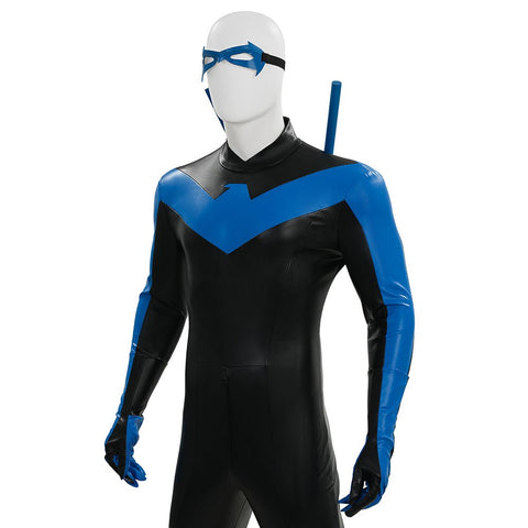 DC Comics Nightwing Dick Grayson Blue Non - Muscle Bodysuit Full Set Cosplay Costume - Coscosmos